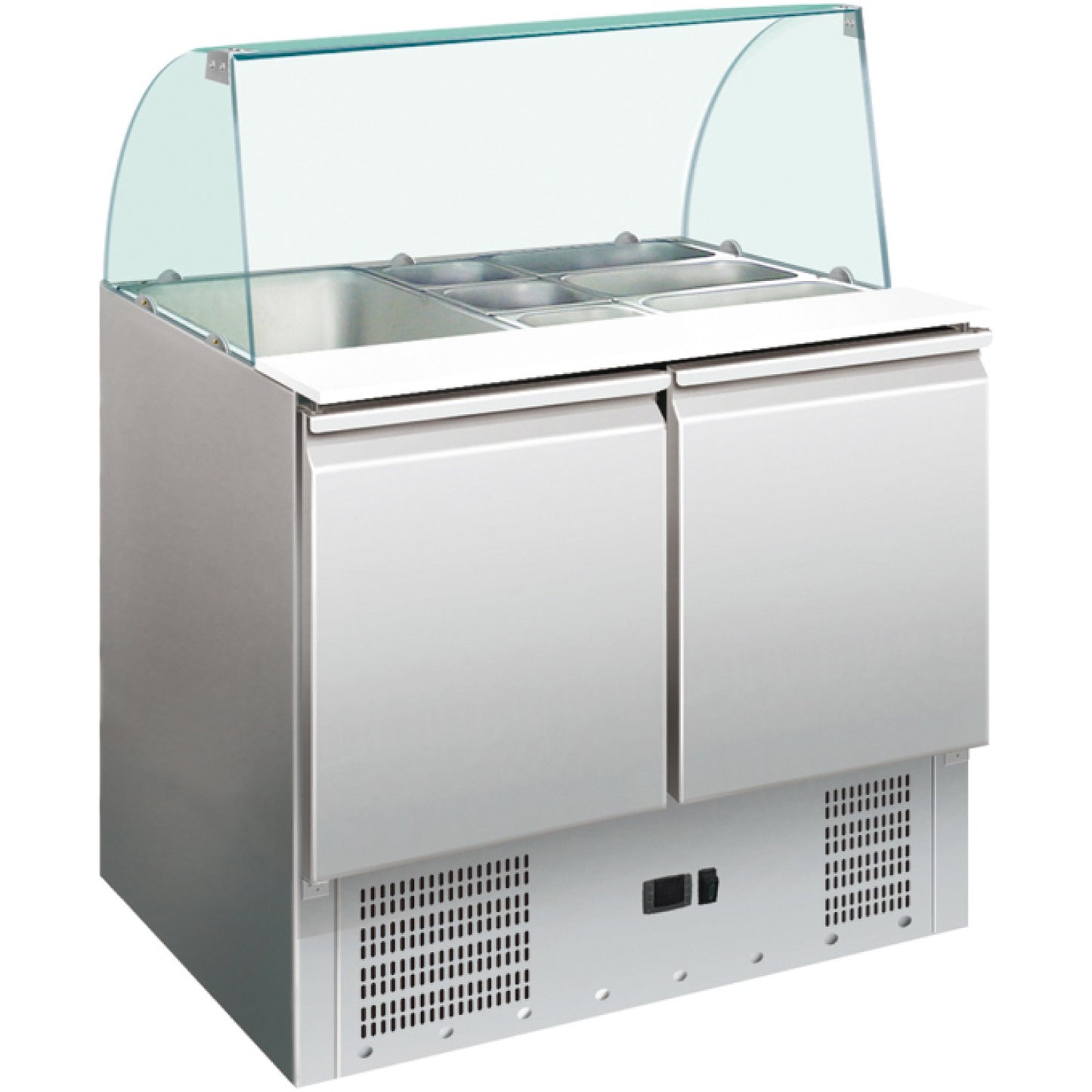 Saladette Glass top 900x700x1350mm 2 doors - S900CG