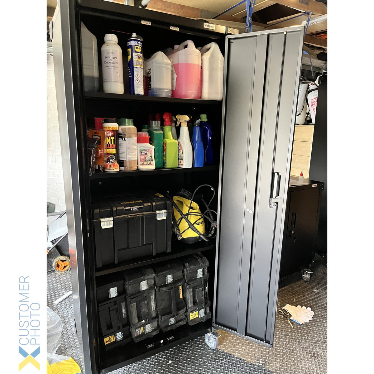 Professional Black 2 Door Lockable Steel Tool Cabinet with 4 Adjustable Shelves 800x420x1830mm - SART216