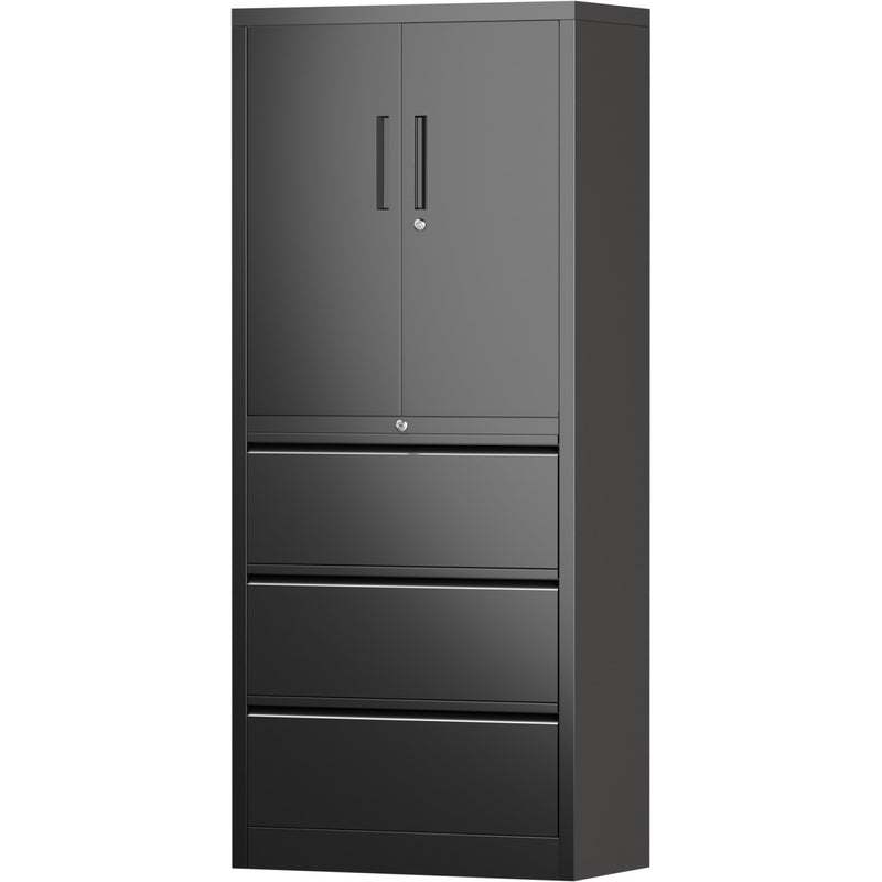 Professional Black Steel Cabinet 2 Doors 3 Drawers 760x380x1780mm - SART234