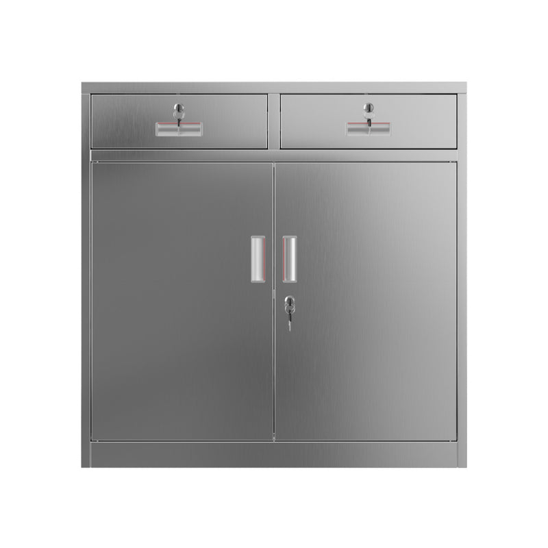 Commercial Stainless Steel Upright Cabinet with 2 Drawers and Double Doors, 900×900mm - SARTSS2DW