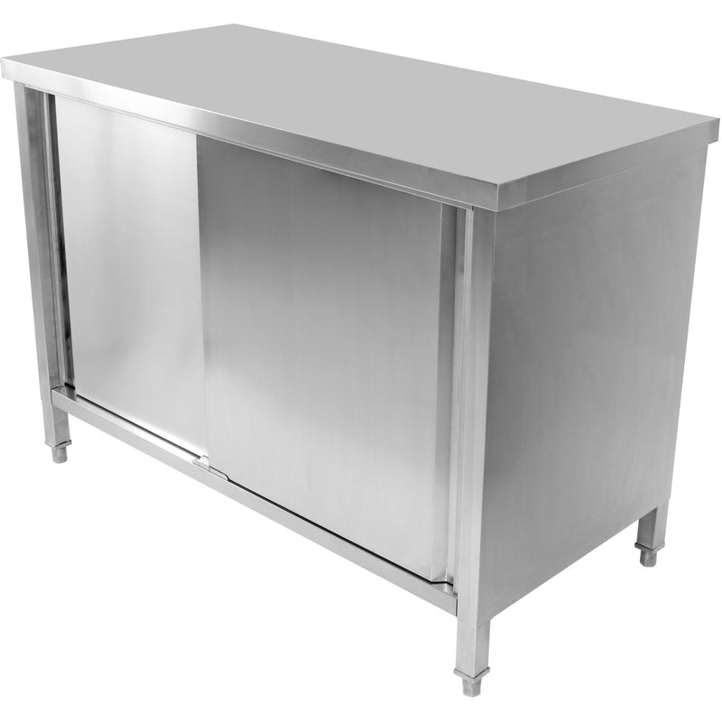 Commercial Worktop Floor Cupboard Sliding doors Stainless steel 1400x600x850mm - VTC146SL