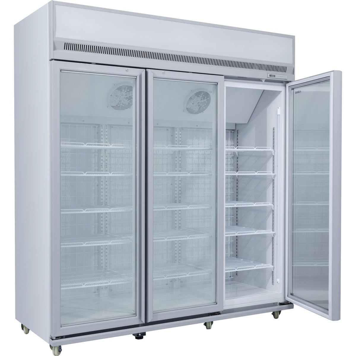 Commercial Display Freezer Upright 1500 litres Triple Hinged glass door LED canopy Grey - SDM1500
