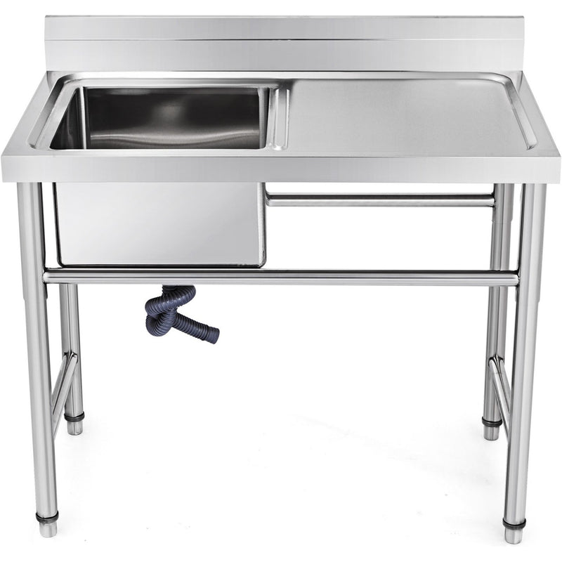 Commercial Sink Stainless steel 1000x600x900mm 1 bowl left Splashback - SINK8060LEFT