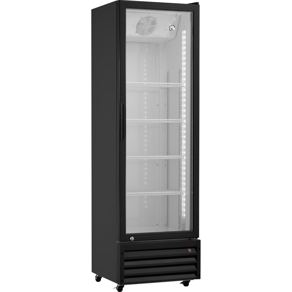 Commercial Upright Beverage Bottle Cooler 349 Litres Single Hinged Glass Door Black 606x620x1940mm - SSH34