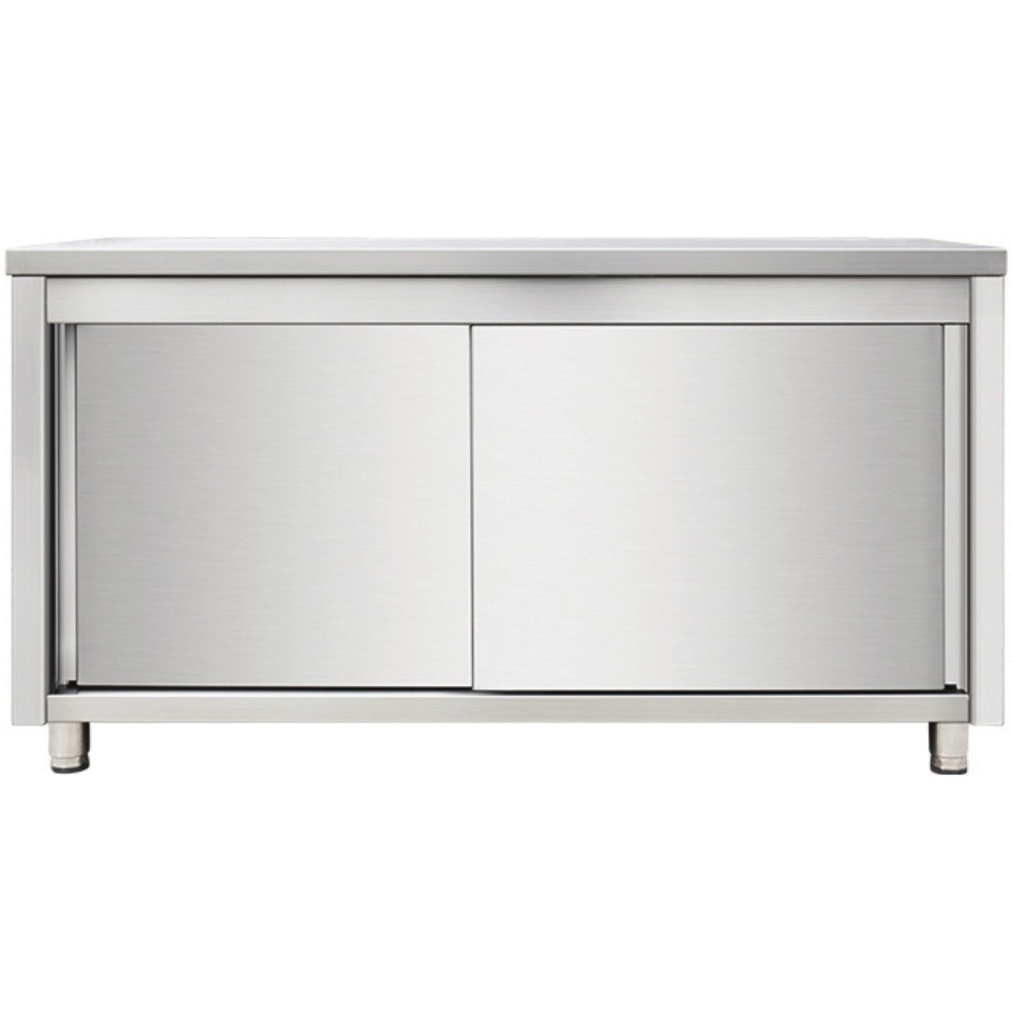 Commercial Worktop Floor Cupboard Sliding doors Stainless steel Width 1400mm Depth 700mm - THASR147