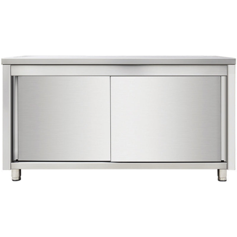 Commercial Worktop Floor Cupboard Sliding doors Stainless steel Width 1400mm Depth 700mm - THASR147