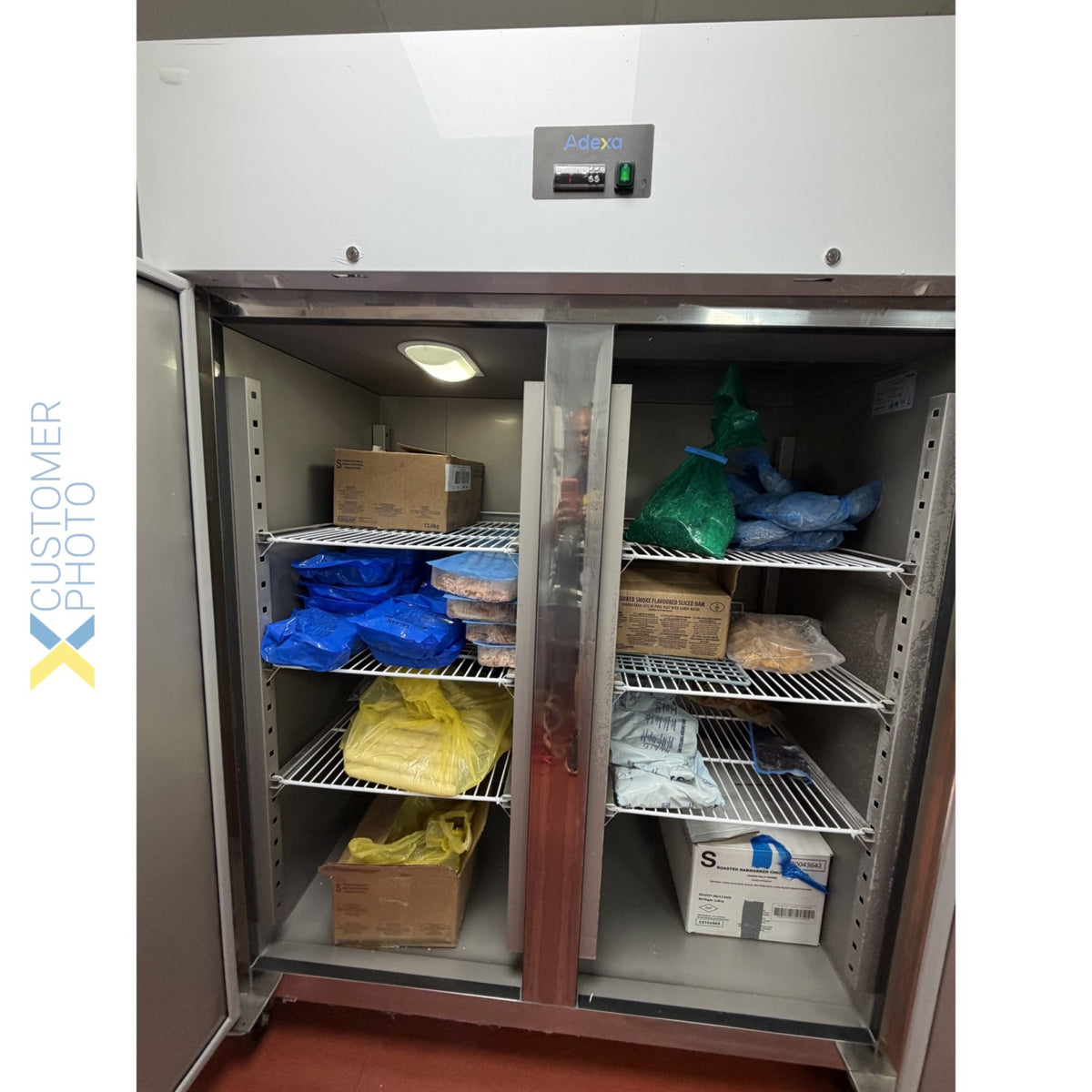 1476L Commercial Freezer Stainless Steel Twin Door Upright Cabinet GN 2/1 Ventilated Cooling 1480×830×2010mm - THL1410BT