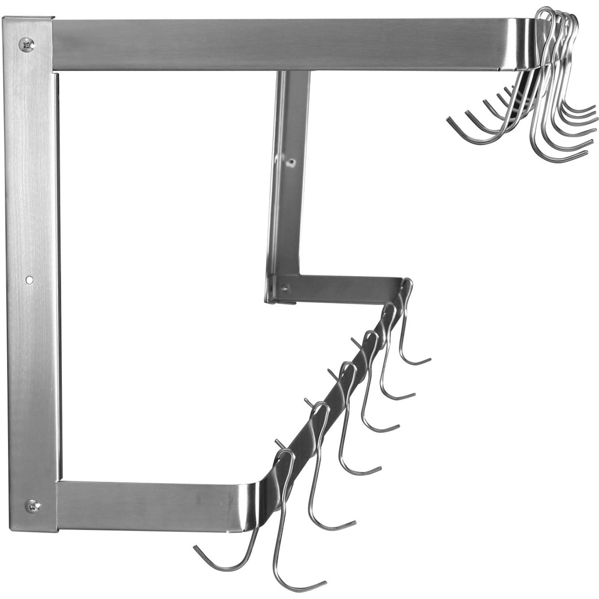 Commercial U-Style Wall Mounted Double Line Pot Rack with 12 Hooks Stainless Steel 900x300x300mm - VMR0930U