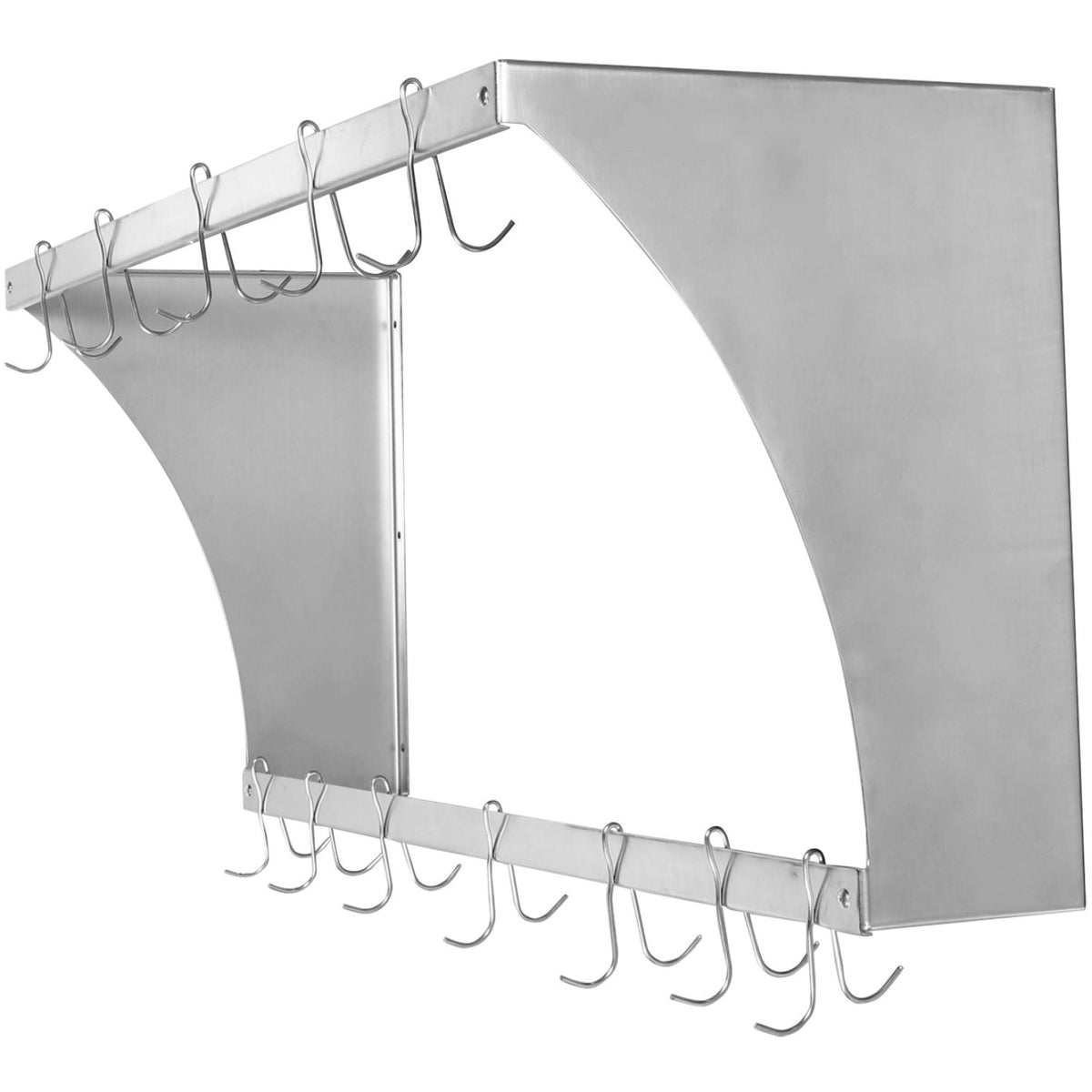 Commercial Wall Mounted Double Line Pot Rack with 12 Hooks Stainless Steel 900x300x300mm - VMR0930