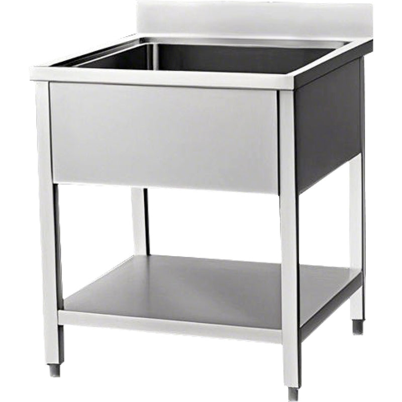 Commercial Sink Stainless Steel 1 Bowl Bottom Shelf Splashback 600x700x950mm - VS67BS