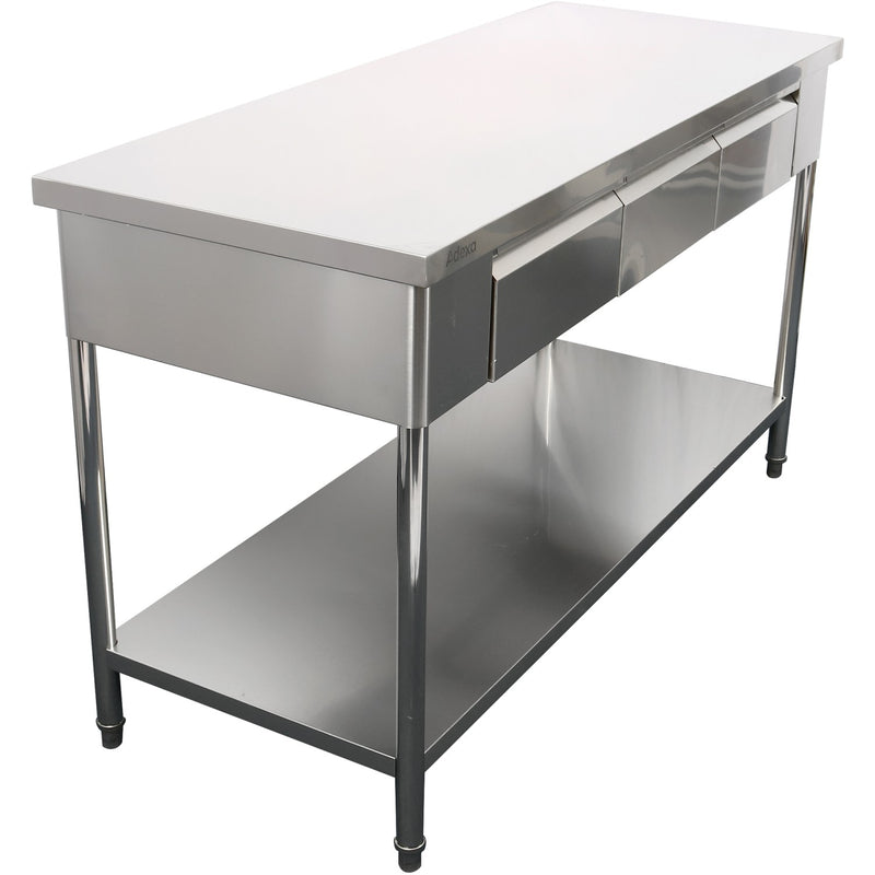 Premium Commercial Work table with 3 drawers Stainless steel Bottom shelf 1800x700x900mm - W218180703D
