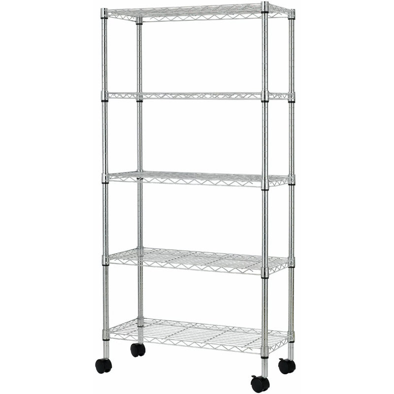 Professional Wire Shelving Unit 5 tier Grey Mobile 560x350x1600mm - W5T