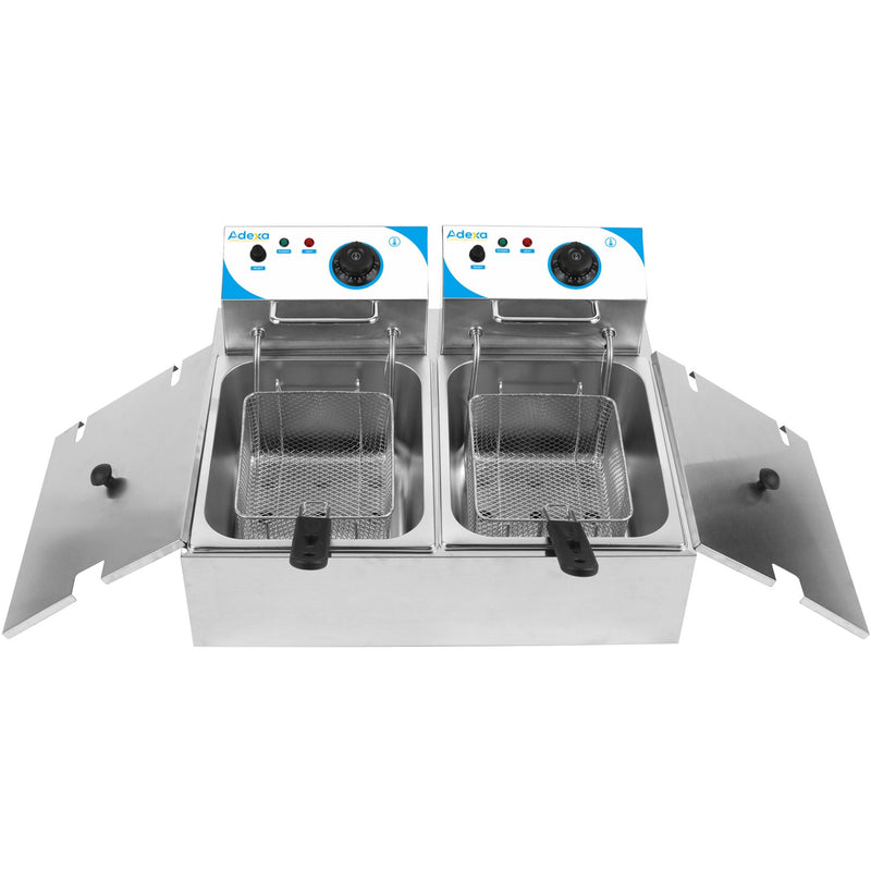 Commercial Twin Fryer Electric 8+8 litre 2.5+2.5kW Countertop - WHCDFD