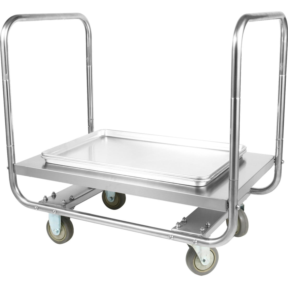 Commercial Dual-Handle Platform Truck Stainless Steel 1000x500x750mm - WHDT10050