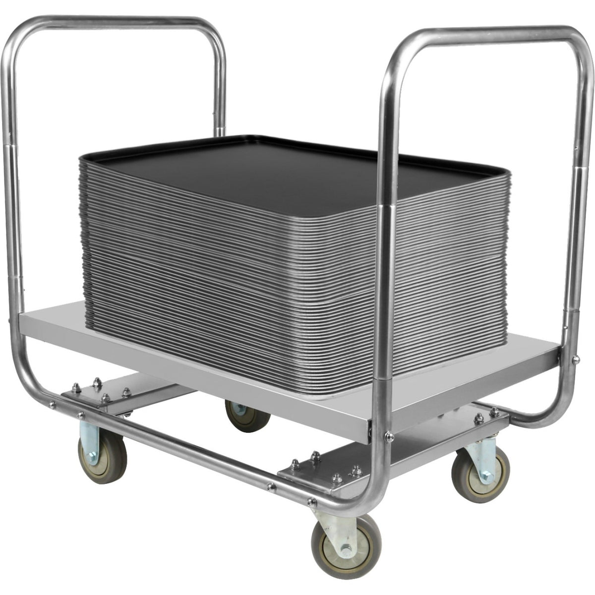 Commercial Dual-Handle Platform Truck Stainless Steel 800x500x750mm - WHDT8050