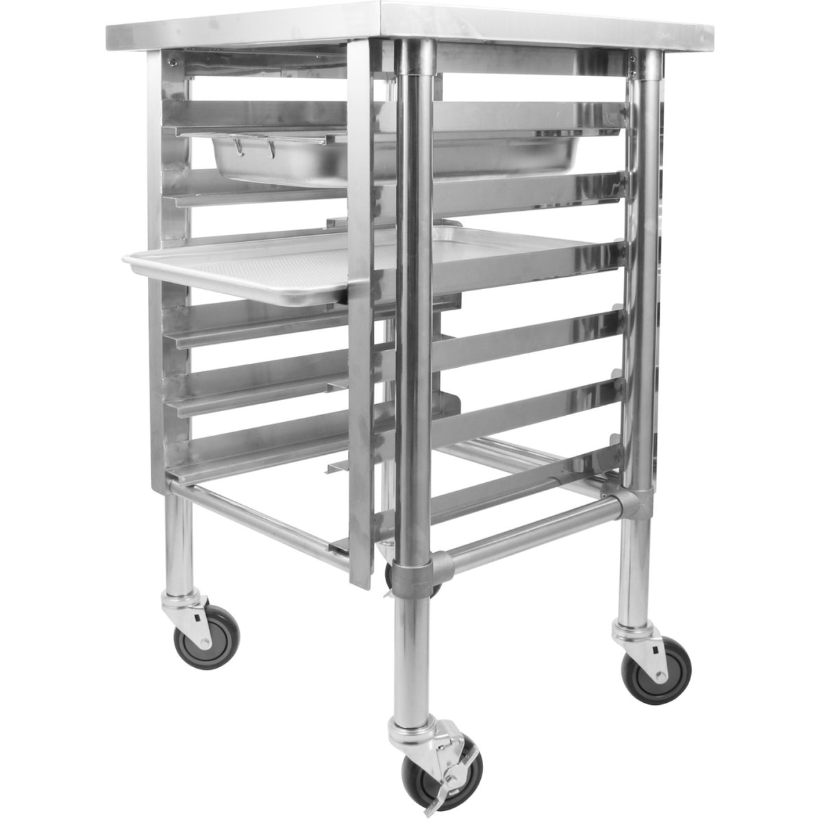 Commercial Mobile Equipment Stand with 6 Tier Tray Rack GN1/1 Marine Edges 800x600x900mm - WHMTR6080C