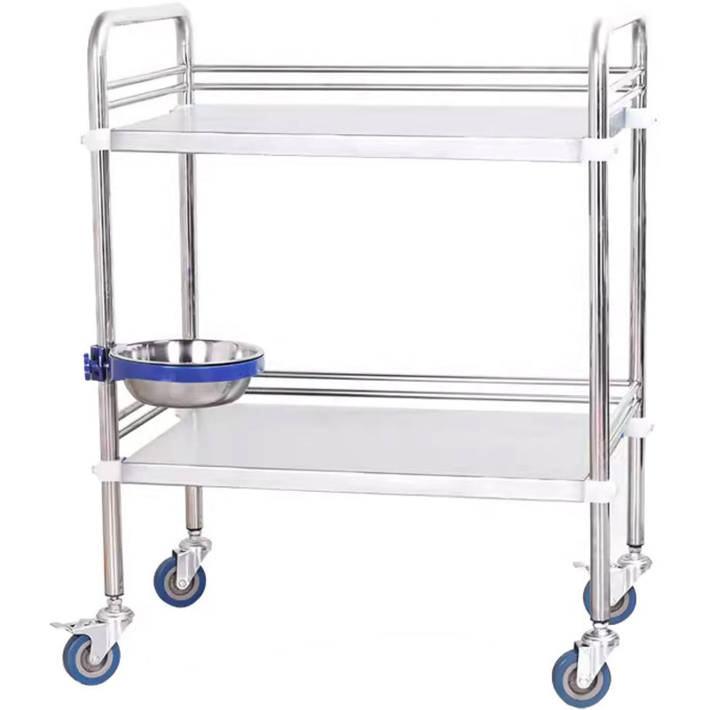 Professional 2 Tier Mobile Medical Trolley Stainless Steel 600x400x860mm - WHSS2T6040