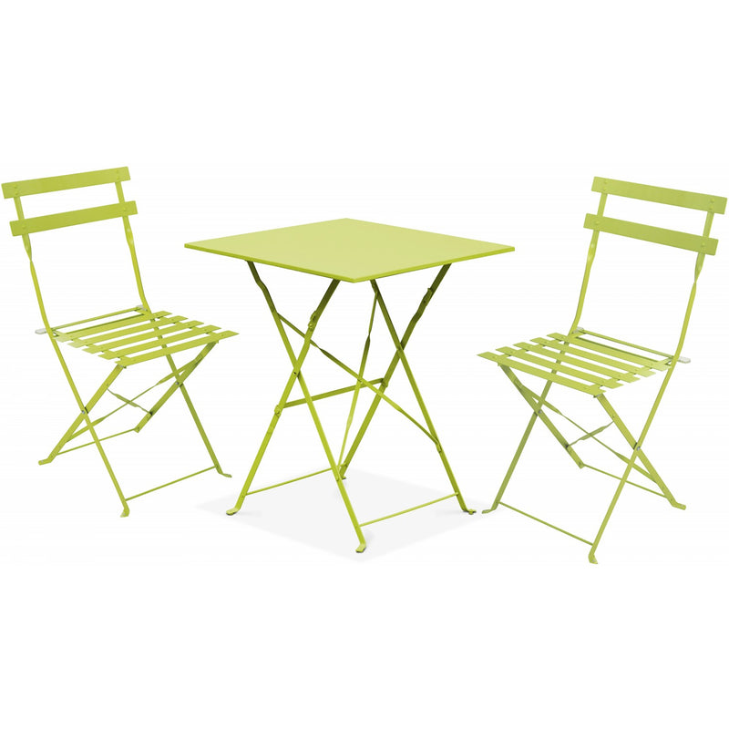 Folding Bistro Set Table & 2 Chairs Green - WW178GREEN