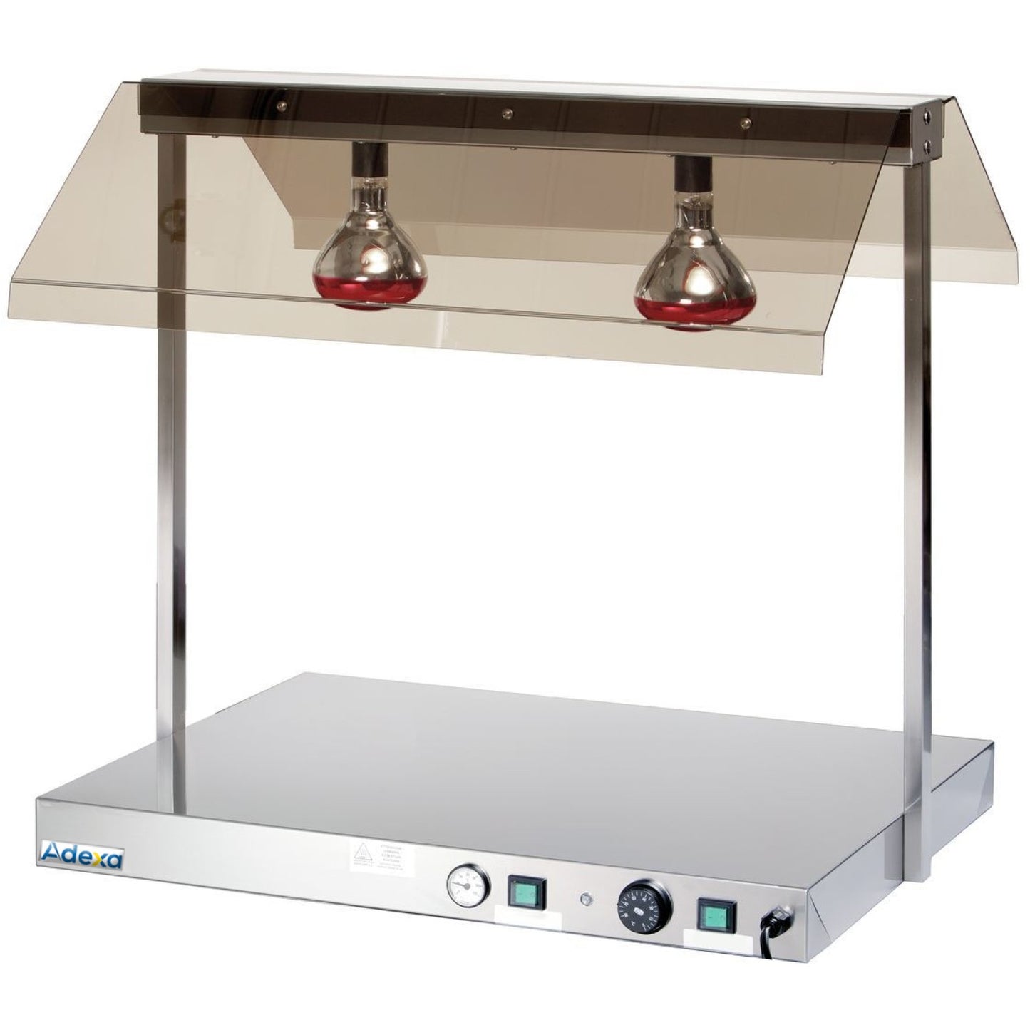 Buffet food warmer with gantry Stainless steel 2 infrared lamps Sneeze guards 2xGN1/1 - WM2F