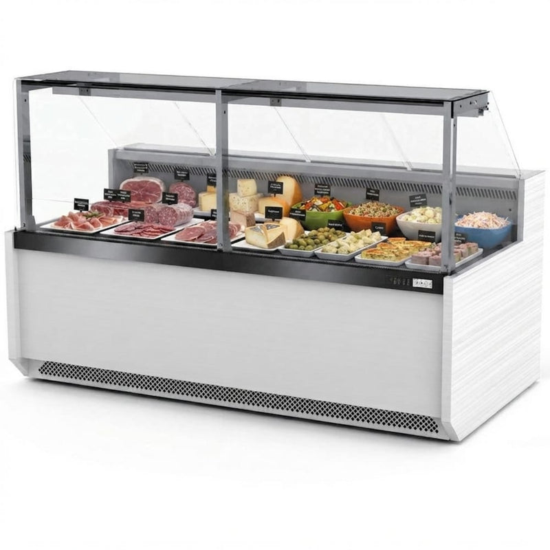 Serve Over Deli Counter Front Straight Glass Front Width 1995mm White - YFCSC1955T1WHITE