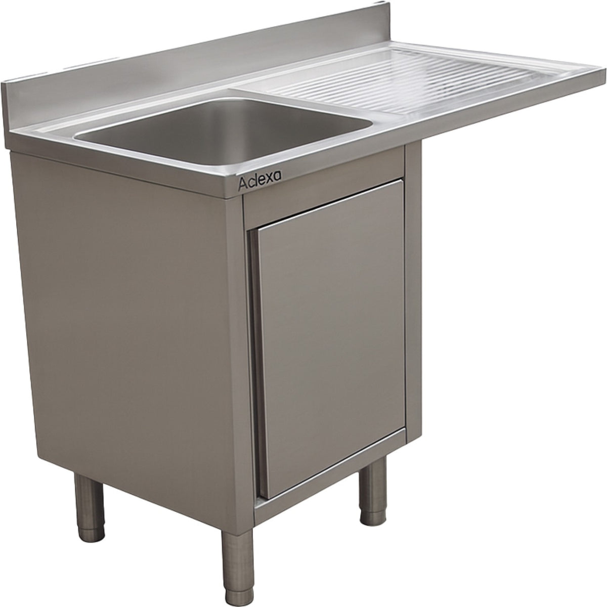 Stainless Steel Single Bowl Sink Unit with Right Drainer & Cabinet 1400×600×950mm - YLC146SBL1