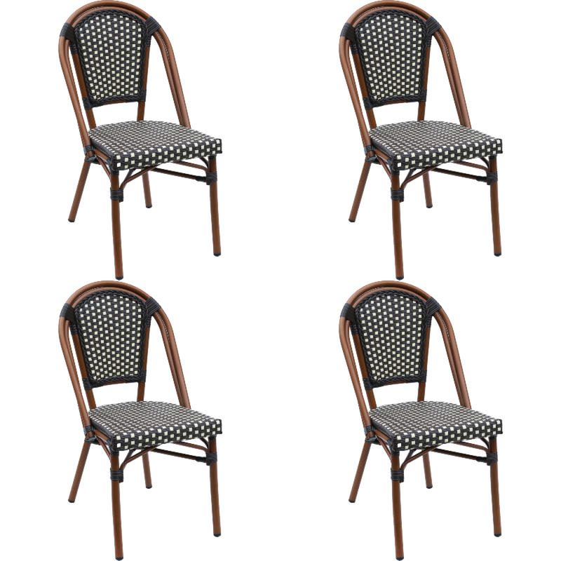 Bistro Rattan Chair Aluminium Brown & Wood Finish - ZF2003C