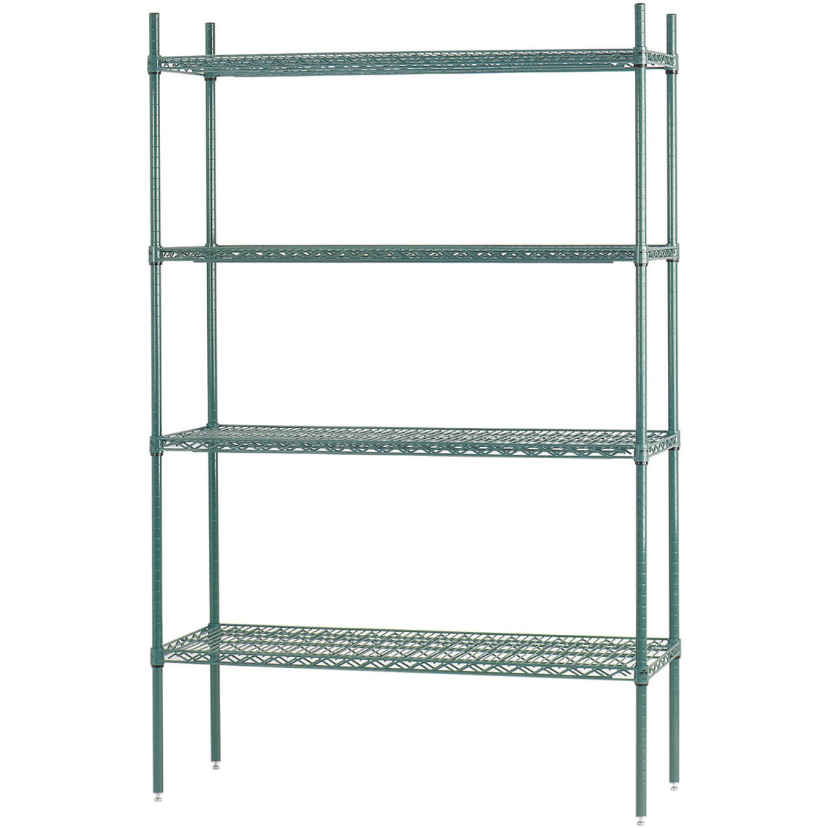 Commercial Shelving unit 4 tier 1000kg Width 1200mm Depth 450mm Green Zink & Epoxy wire - ZG12045180A4