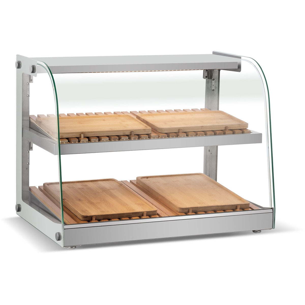 Neutral Display Case Curved 2 Tier 685x455x516mm Stainless steel frame - ZW100RSS