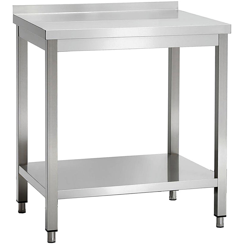 Commercial Stainless Steel 2 Tier Work Table with Splashback 600 x 600 x 850mm - QNH66031