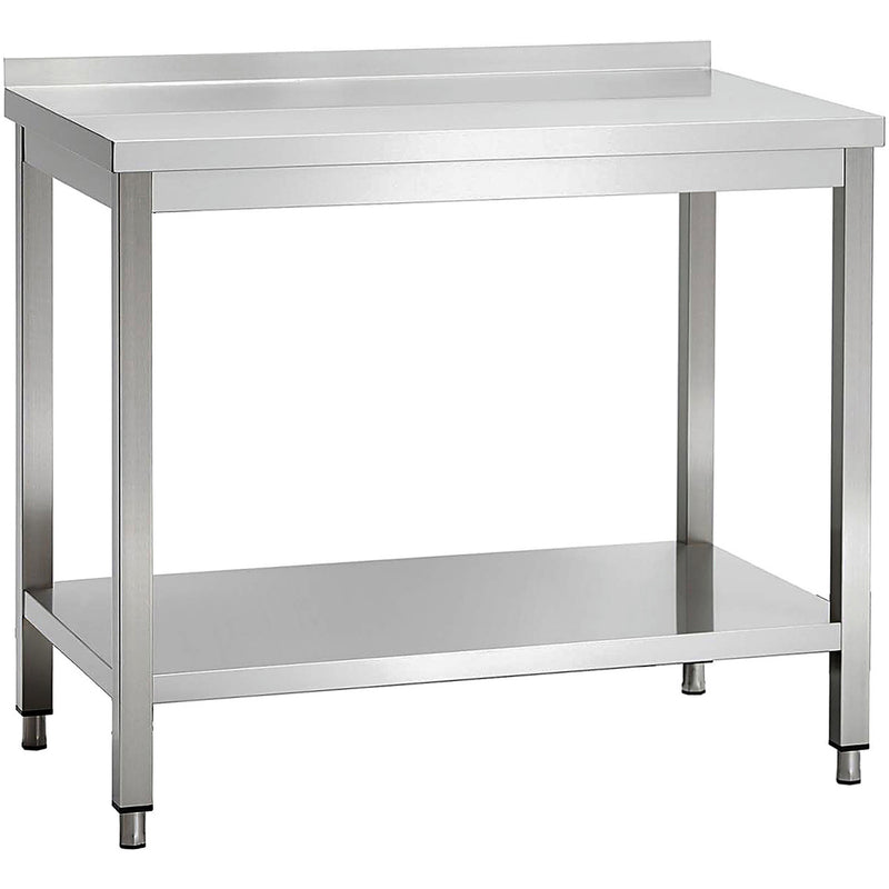 Commercial Stainless Steel 2 Tier Work Table with Splashback 900 x 600 x 850mm - QNH66034