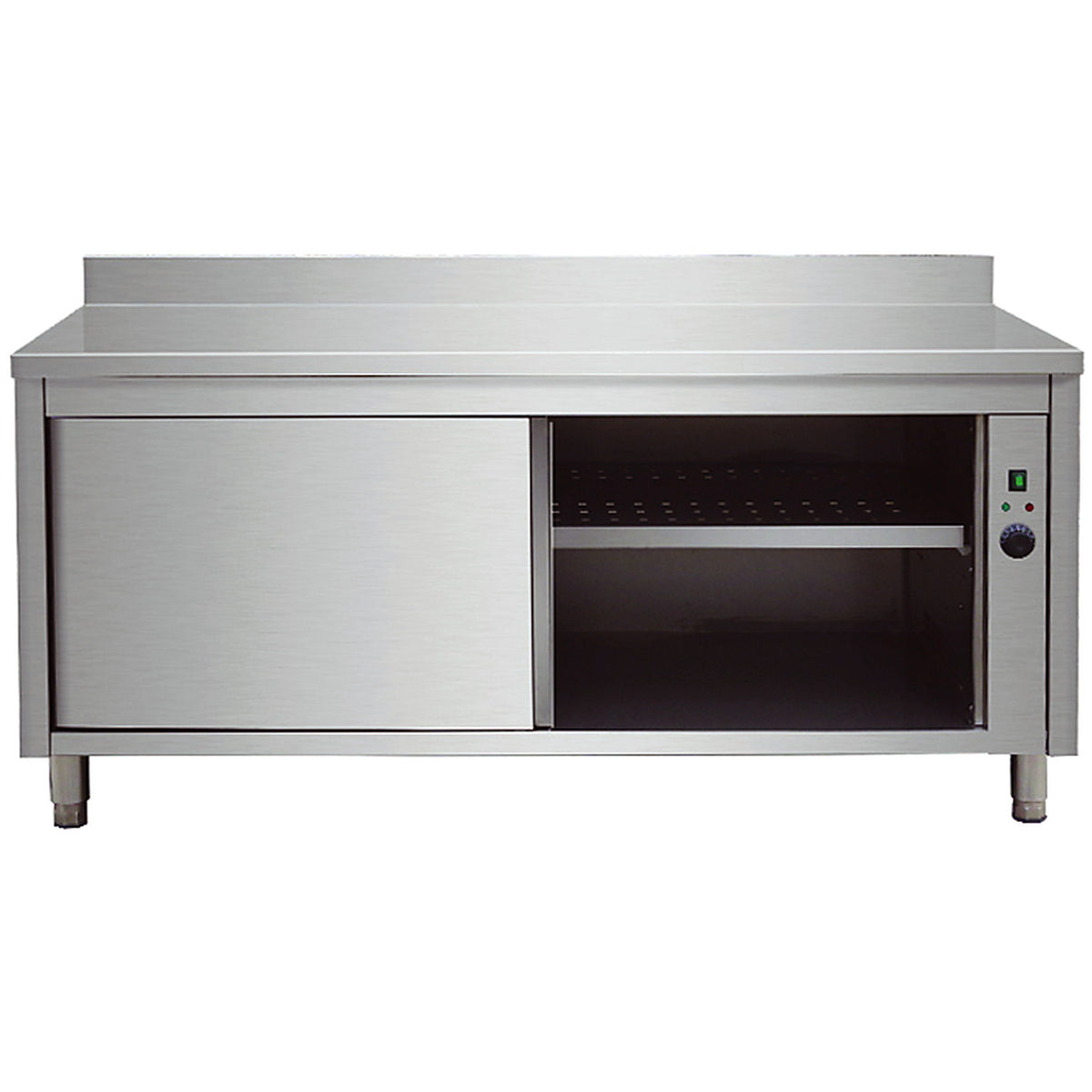 Professional Heated Cupboard Stainless steel Sliding doors Rear upstand Width 1000mm Depth 700mm - THWSR107A
