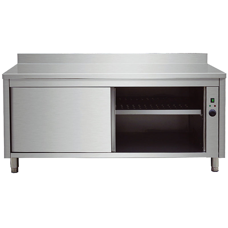 Professional Heated Cupboard Stainless steel Sliding doors Rear upstand Width 1000mm Depth 700mm - THWSR107A