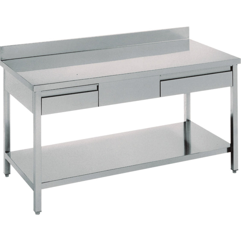 Professional Work table 2 drawers Stainless steel Bottom shelf Upstand 2000x700x900mm - THATS207A2D