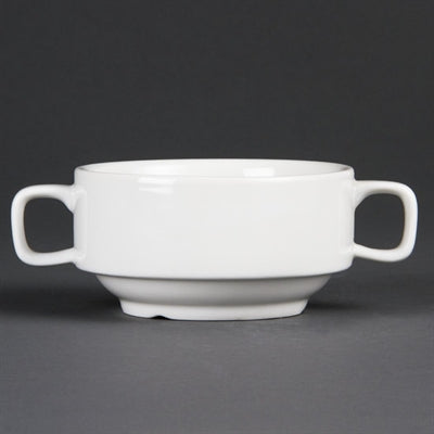 Olympia Whiteware Soup Bowls with Handles 400ml (6 Pack) - C239