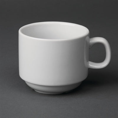 Olympia Whiteware Stacking Tea Cups 200ml (12 Pack) - CB467