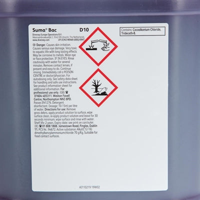 Suma Bac D10 Cleaner and Sanitiser Concentrate 5Ltr (2 Pack) - CD517