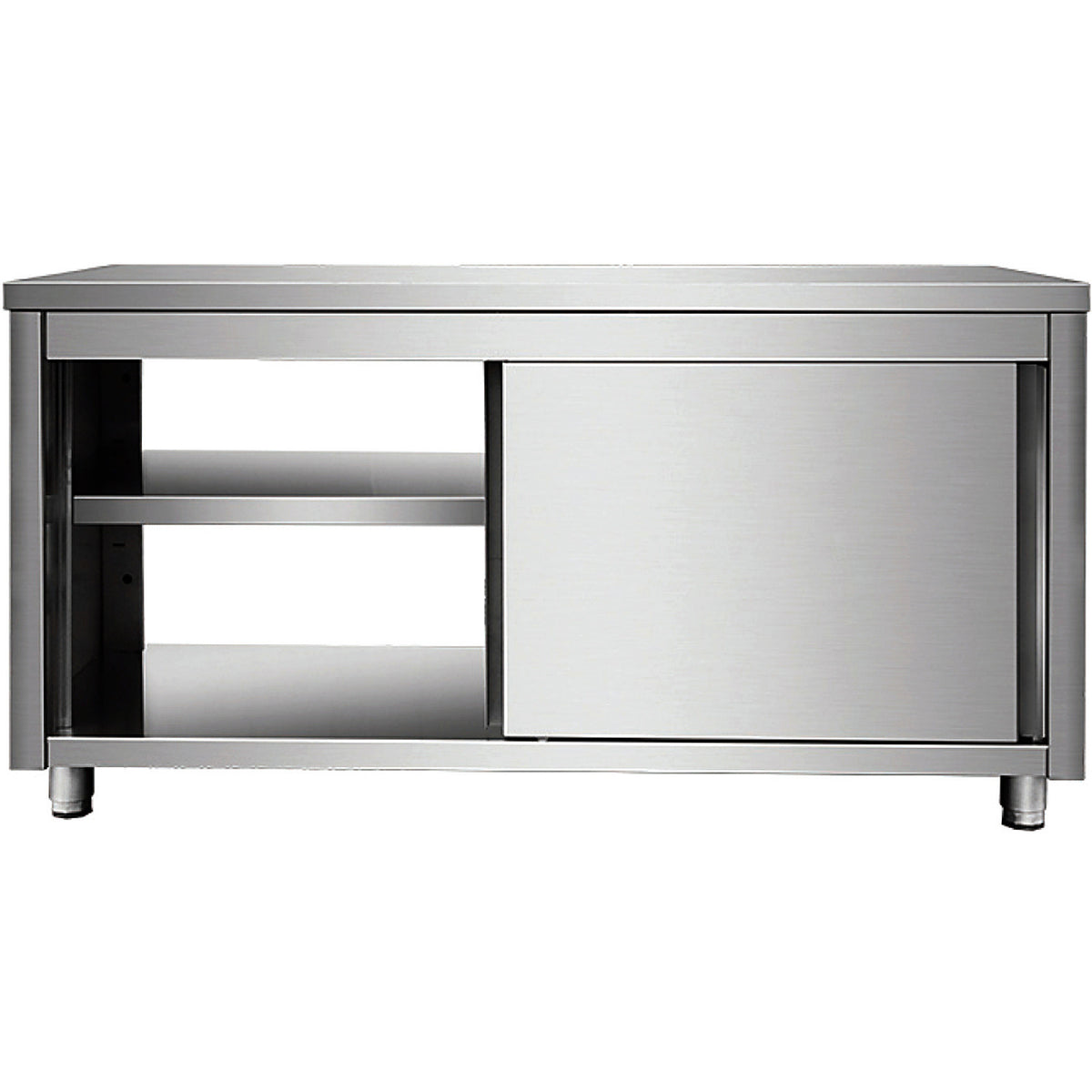 Commercial Pass through Worktop Floor Cupboard Sliding doors Stainless steel Width 1600mm Depth 700mm - THADR167