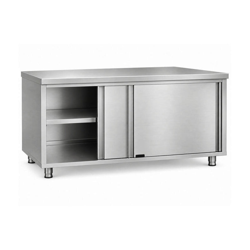 Commercial Stainless Steel Sliding Door Work Table Cabinet 2000x700x850mm - QNH334