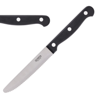 Olympia Taverna Rounded Steak Knives with Black Handles (12 Pack) - CS716
