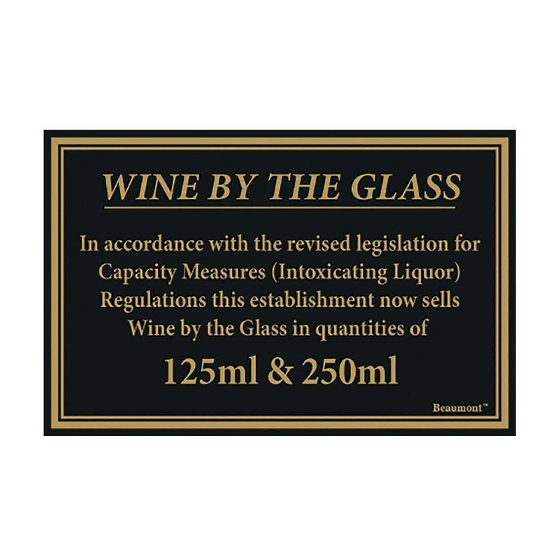Beaumont 125ml & 250ml Wine Law Sign 170x110mm CZ680