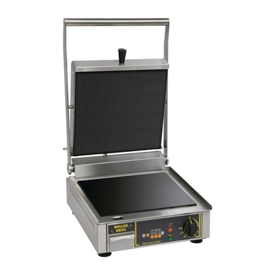 Roller Grill Premium VC L Single Ribbed Contact Grill - FE145