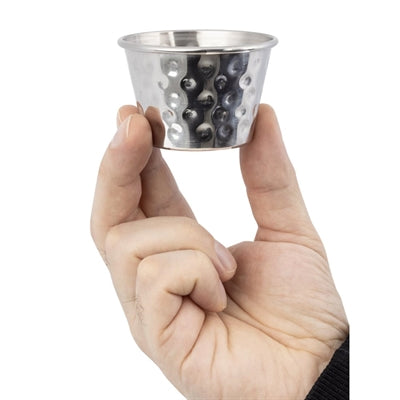 Olympia Hammered Stainless Steel Sauce Cups 70ml (12 Pack) - FU289
