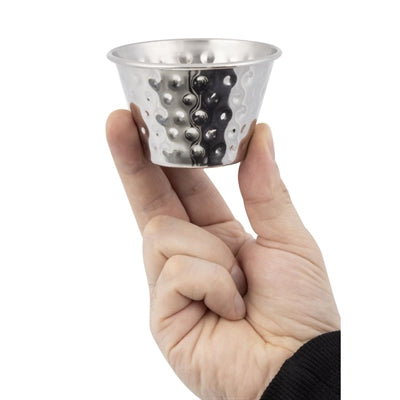 Olympia Hammered Stainless Steel Sauce Cups 115ml (12 Pack) - FU290