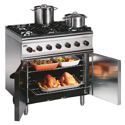 Lincat Silverlink 600 Natural Gas 6 Burner Oven Range with Rear Castors SLR9C/N - GJ678-N