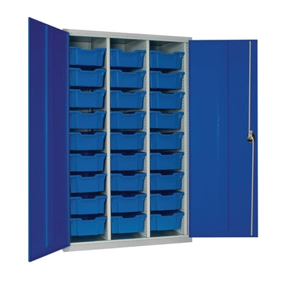 27 Tray High-Capacity Storage Cupboard - Blue with Blue Trays - HR684