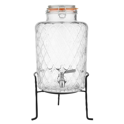 Olympia Geo Glass Clip-Top Drinks Dispenser with Wire Stand 8Ltr - JB379
