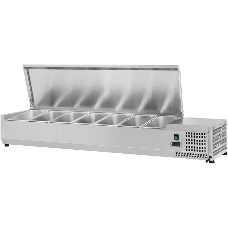 Refrigerated Servery Prep Top 1600mm 7xGN1/4 Depth 330mm Stainless steel lid | THVD1600/330 - THVD1600/330