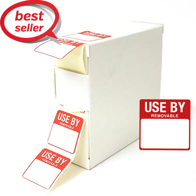 Removable Use By Date Food Storage Labels 25x25mm | 1,000 Per Roll | HACCP Kitchen