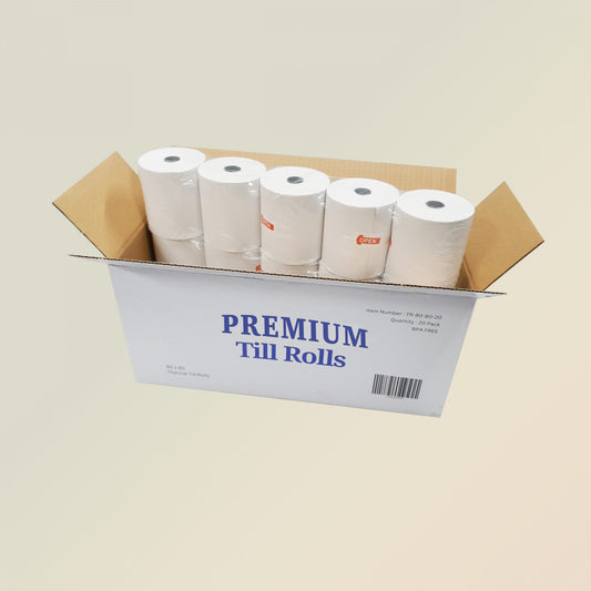 Thermal Paper Till Rolls 80x80x12.7mm | BPA Free | Box of 20