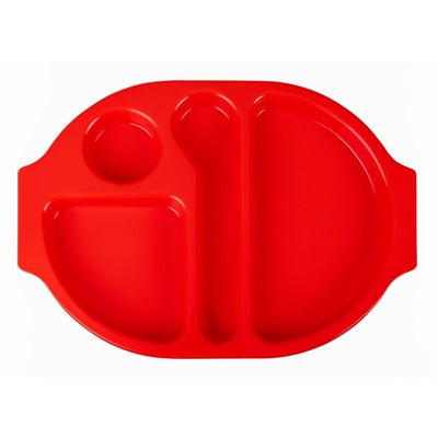 Olympia Kristallon PP Oval Compartment Food Tray Red 375mm (10 pack) - U037